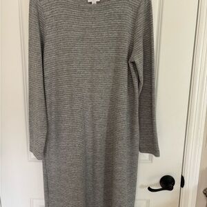 J. Jill Sz M Gray Ribbed Knit Dress W/Pockets